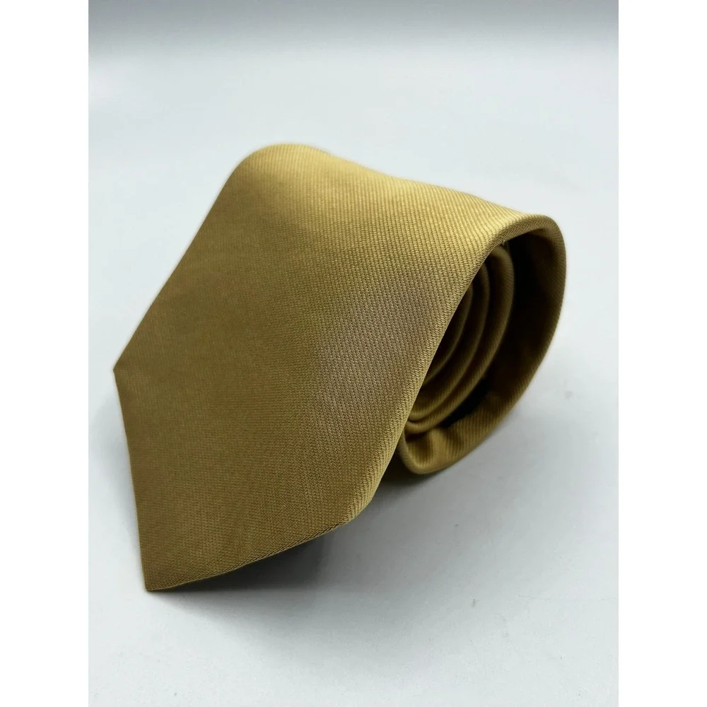 Brothers Makers Pure Silk Woven Gold Men's Necktie Hand Made‎ USA L: 58